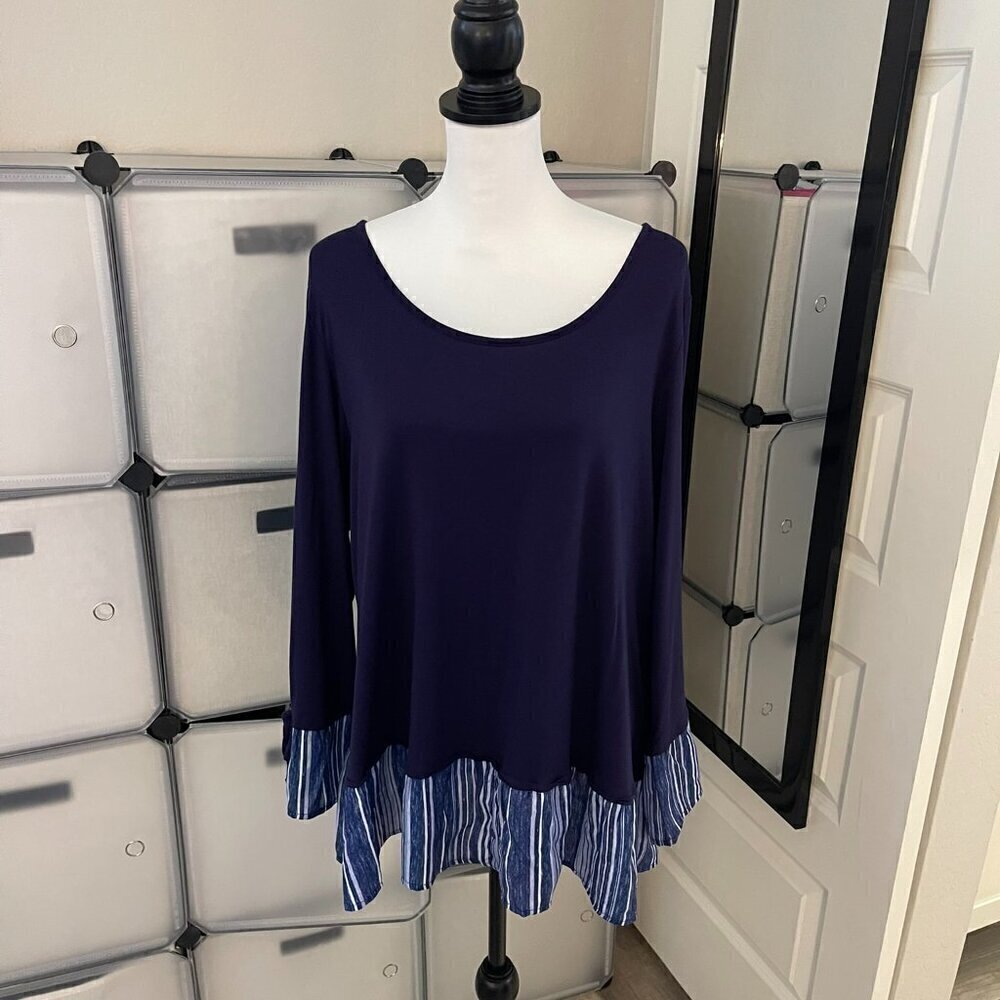 One World Tunic Top - Navy Blue Oversized Size XL - NWT